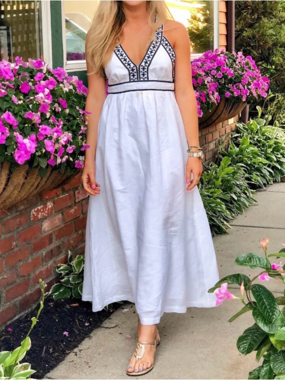 J.Crew Embroidered Cross-Back Maxi Dress